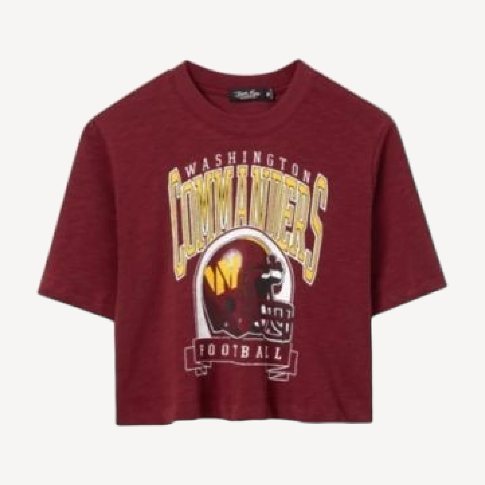 Junk Food Clothing Women's Washington Commanders Helmet Mock Neck Crop Tee