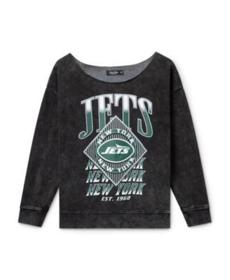 Junk Food Clothing Women's Nfl New York Jets Off Shoulder Cropped Fleece