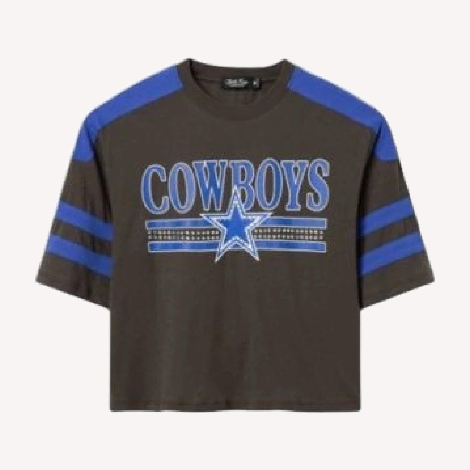 Junk Food Clothing Women's Dallas Cowboys Striped Bling Crop Tee