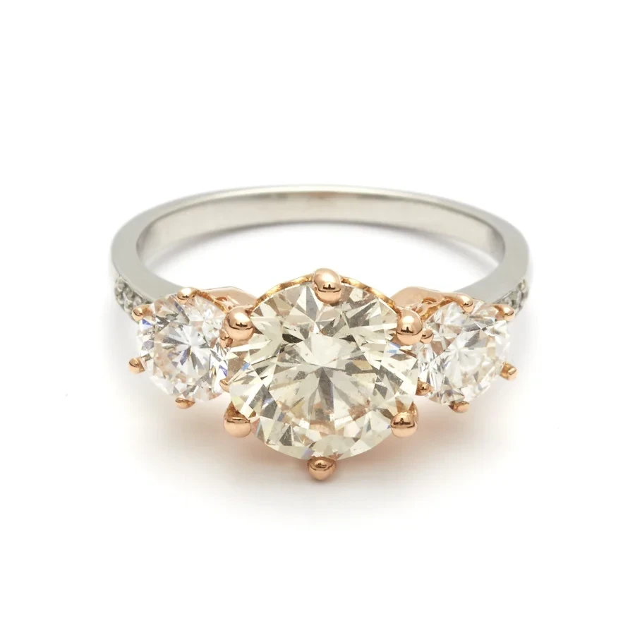 Hazeline Three Stone Ring - Platinum & Champagne Diamond (2.00ct)