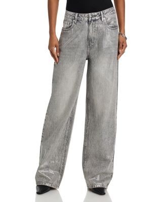 Steve Madden Zo High Rise Straight Jeans in Silver