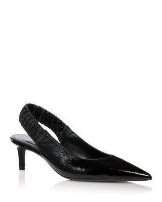 Stuart Weitzman Women's Ruche Patent Leather Slingback Pumps
