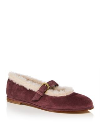 Stuart Weitzman Women's Sai Shearling Mary Jane Flats