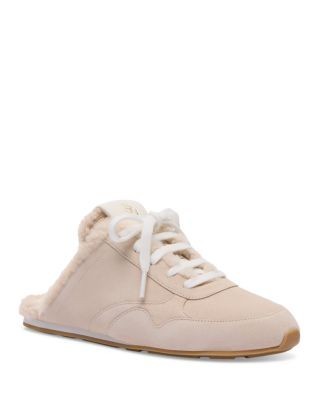 Stuart Weitzman Women's Bond Shearling Trim Suede Mule Flats