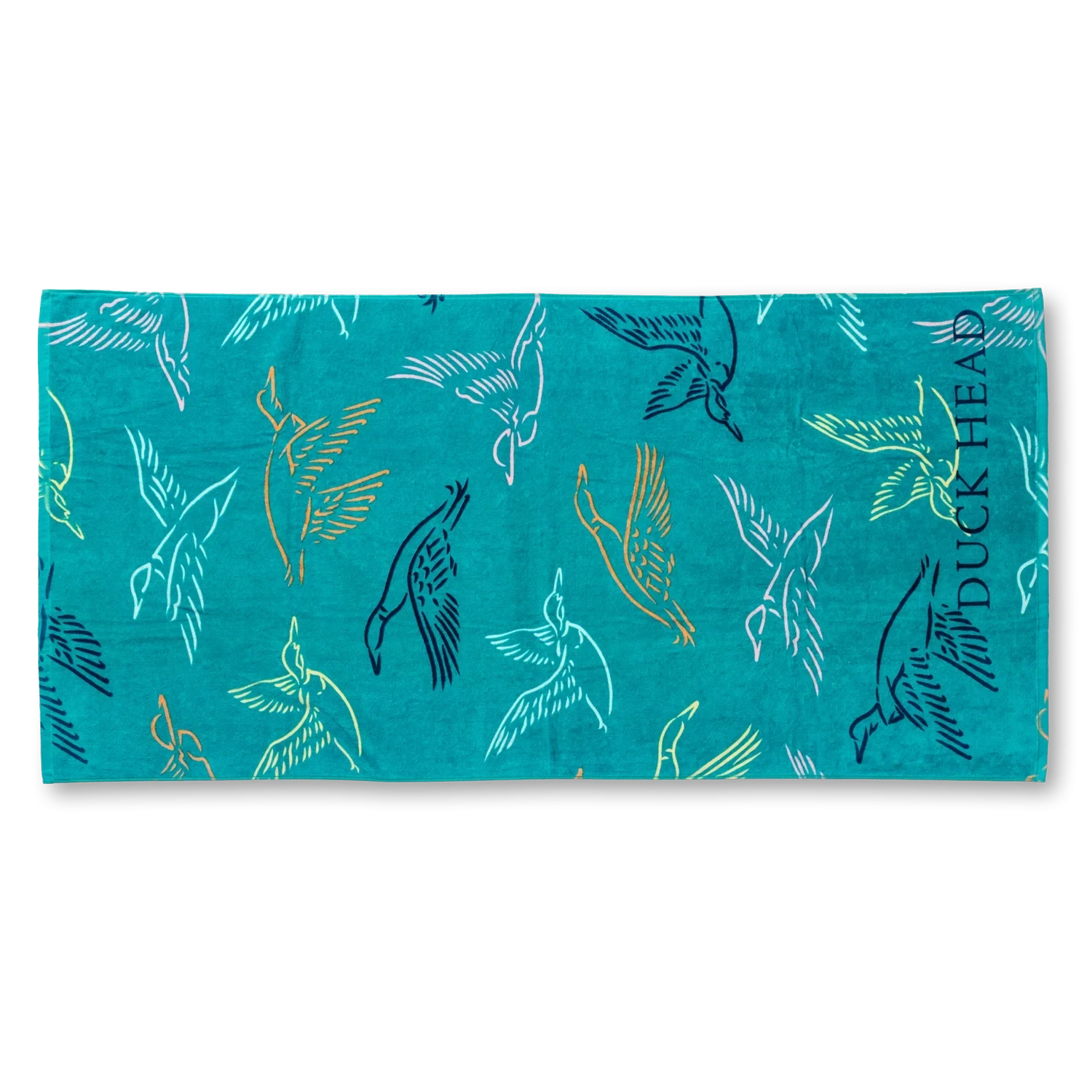 Flying Mallard Beach Towel - Lake Blue