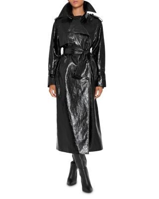 Kobi Halperin Rose Belted Faux Leather Trench Coat