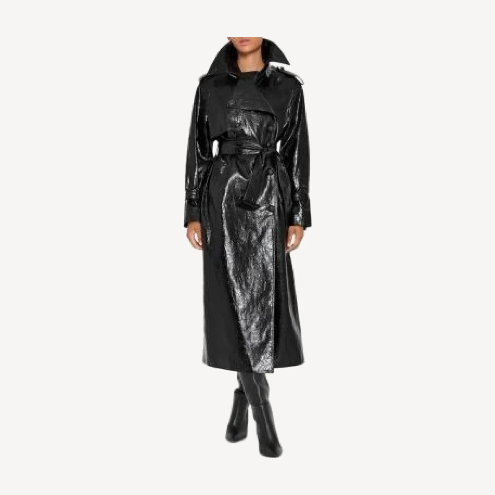 Kobi Halperin Rose Belted Faux Leather Trench Coat