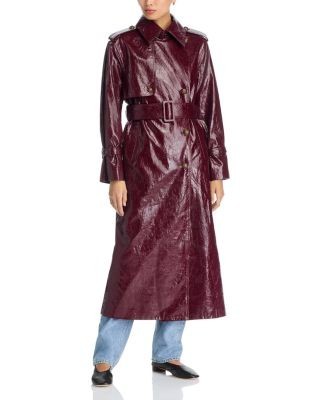 Kobi Halperin Rose Belted Faux Leather Trench Coat