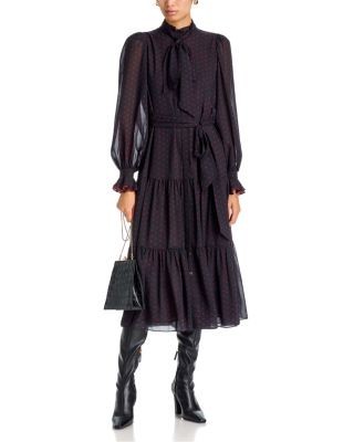 Kobi Halperin Erin Printed Tie Waist Midi Dress