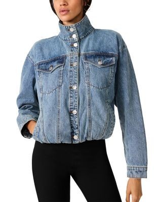 Steve Madden Allyson Cotton Denim Stand Collar Jacket