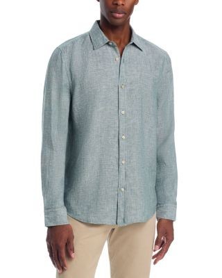 The Men's Store at Bloomingdale's Yarn-Dyed Standard Fit Linen Shirt in Cobblestone - Exclusive