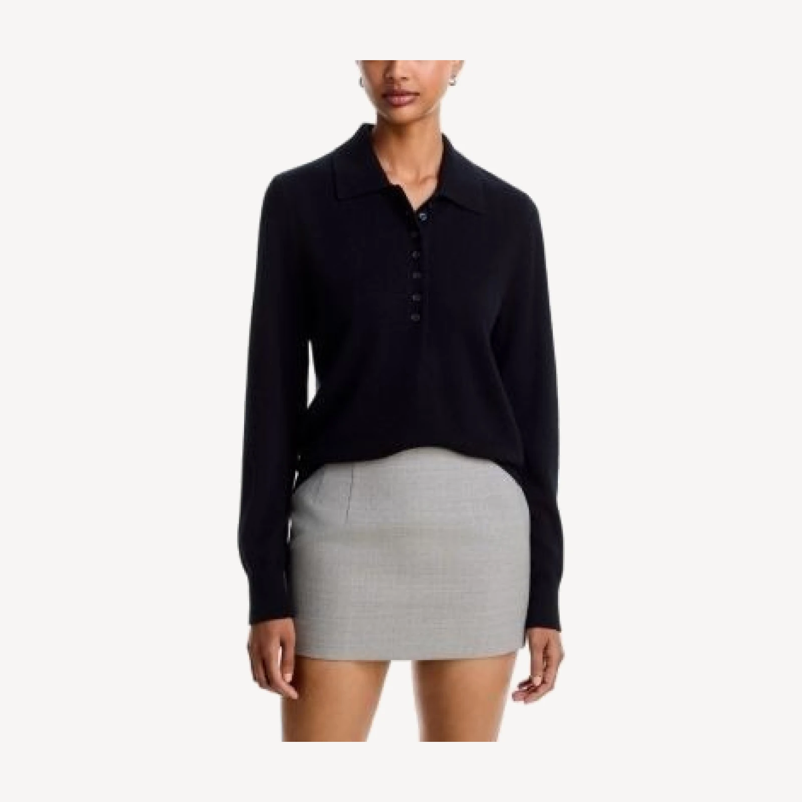Aqua Henley Polo Cashmere Sweater - Exclusive