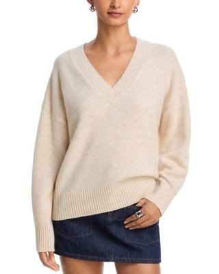 Aqua Cashmere V Neck Drop Shoulder Sweater - Exclusive