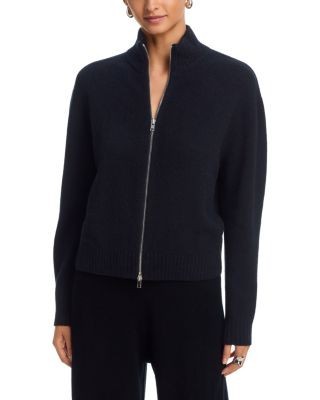 Aqua Brushed Cashmere Zip Front Sweater - Exclusive