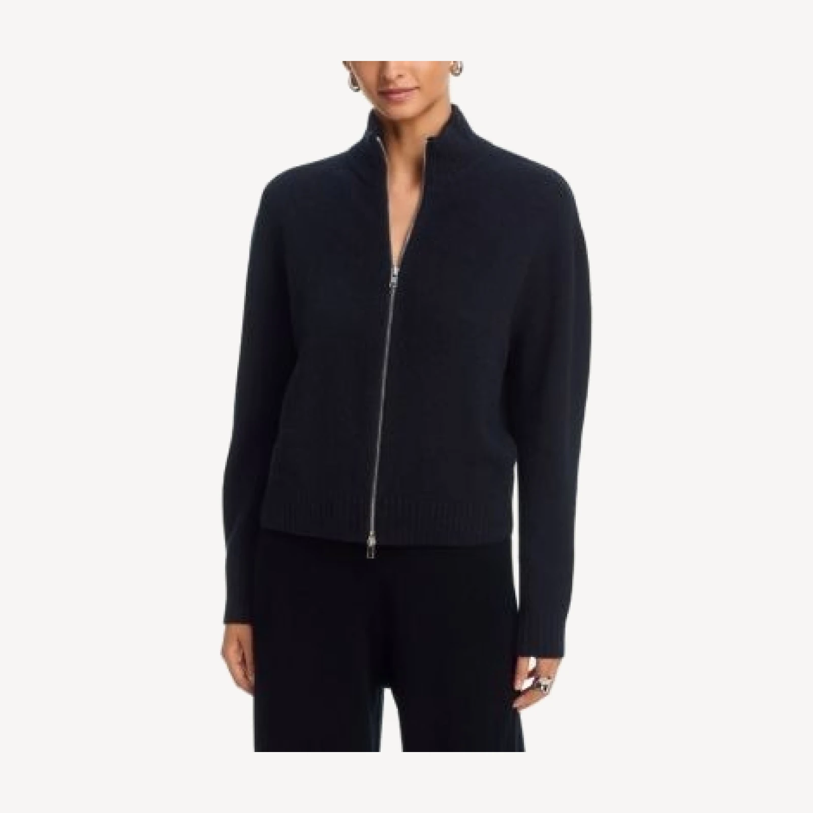 Aqua Brushed Cashmere Zip Front Sweater - Exclusive