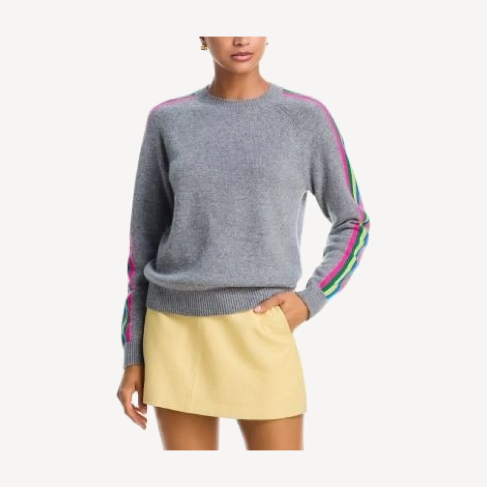 Aqua 100% Cashmere Rainbow Athletic Stripe Sweater - Exclusive