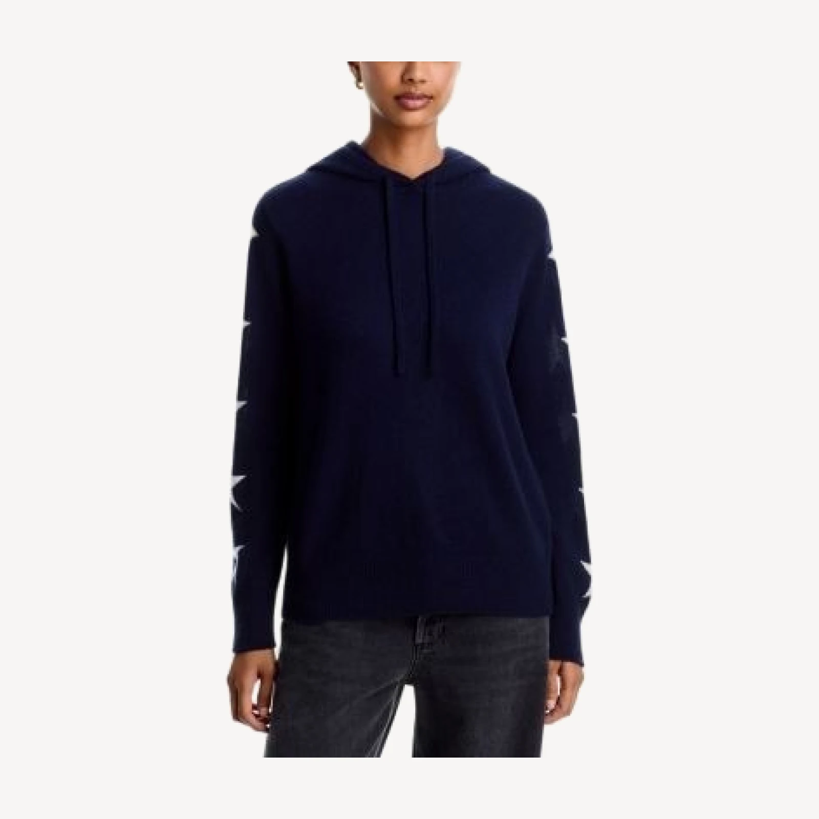 Aqua 100% Cashmere Star Sleeve Hoodie Sweater - Exclusive
