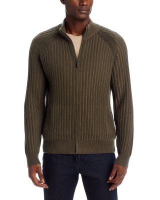 The Men's Store at Bloomingdale's Ribbed Wool Blend Zip Sweater - Exclusive