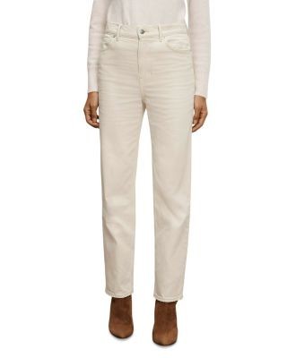Veronica Beard Leah Mid Rise Straight Jeans in Ecru