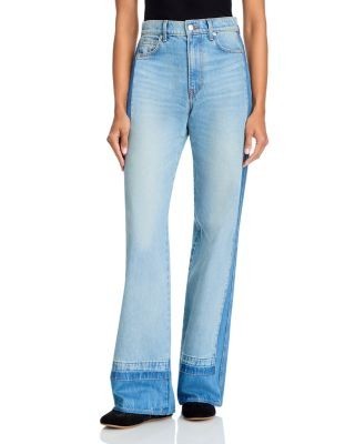 Veronica Beard Taylor High Rise Wide Leg Jeans in Cloudy Colorblock