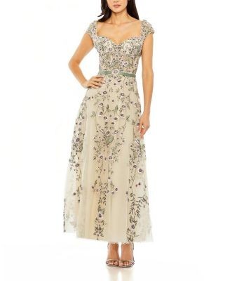 Mac Duggal Floral Embroidered Sweetheart Neckline Dress