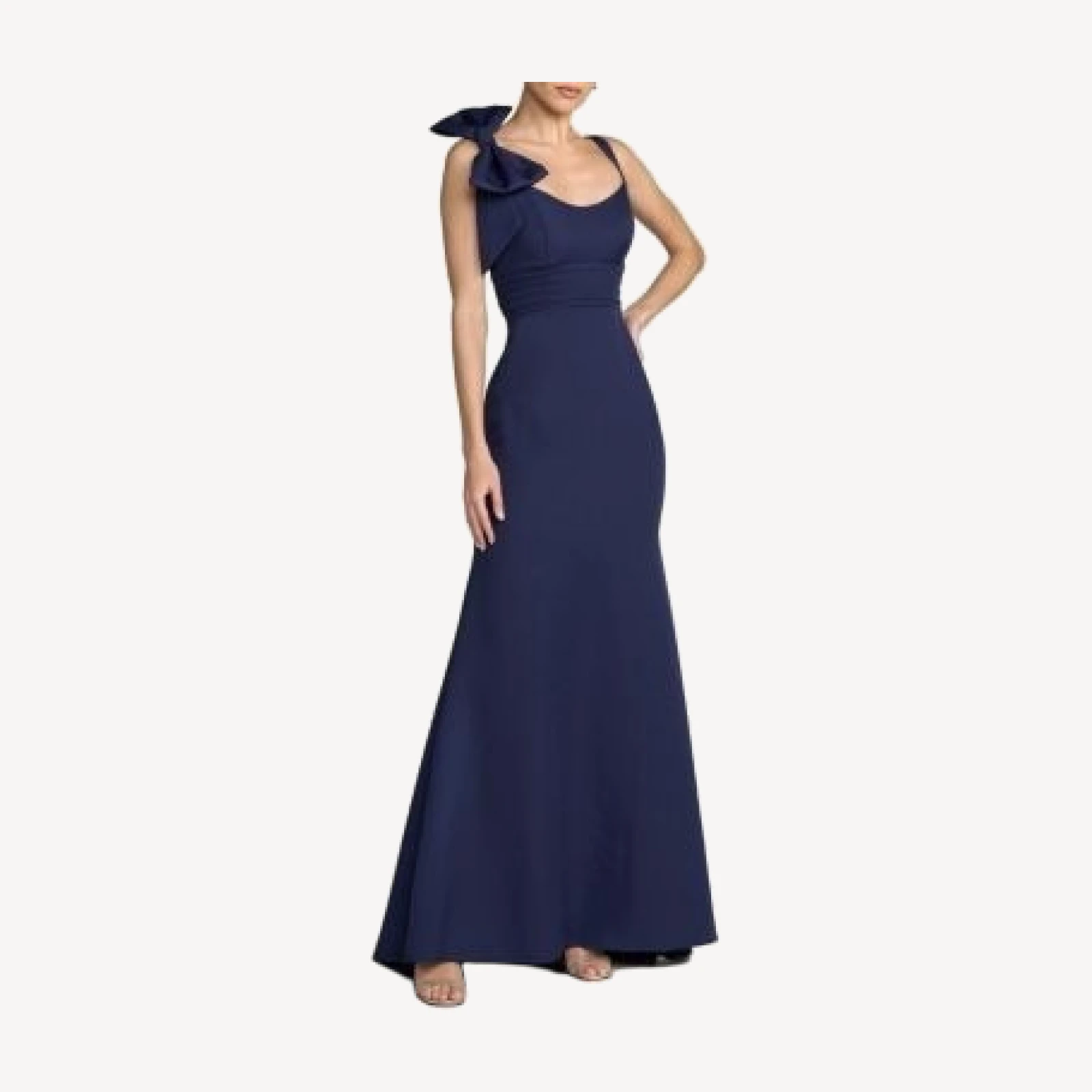 Mac Duggal Crepe Sleeveless Scoop Neck Gown with Bow