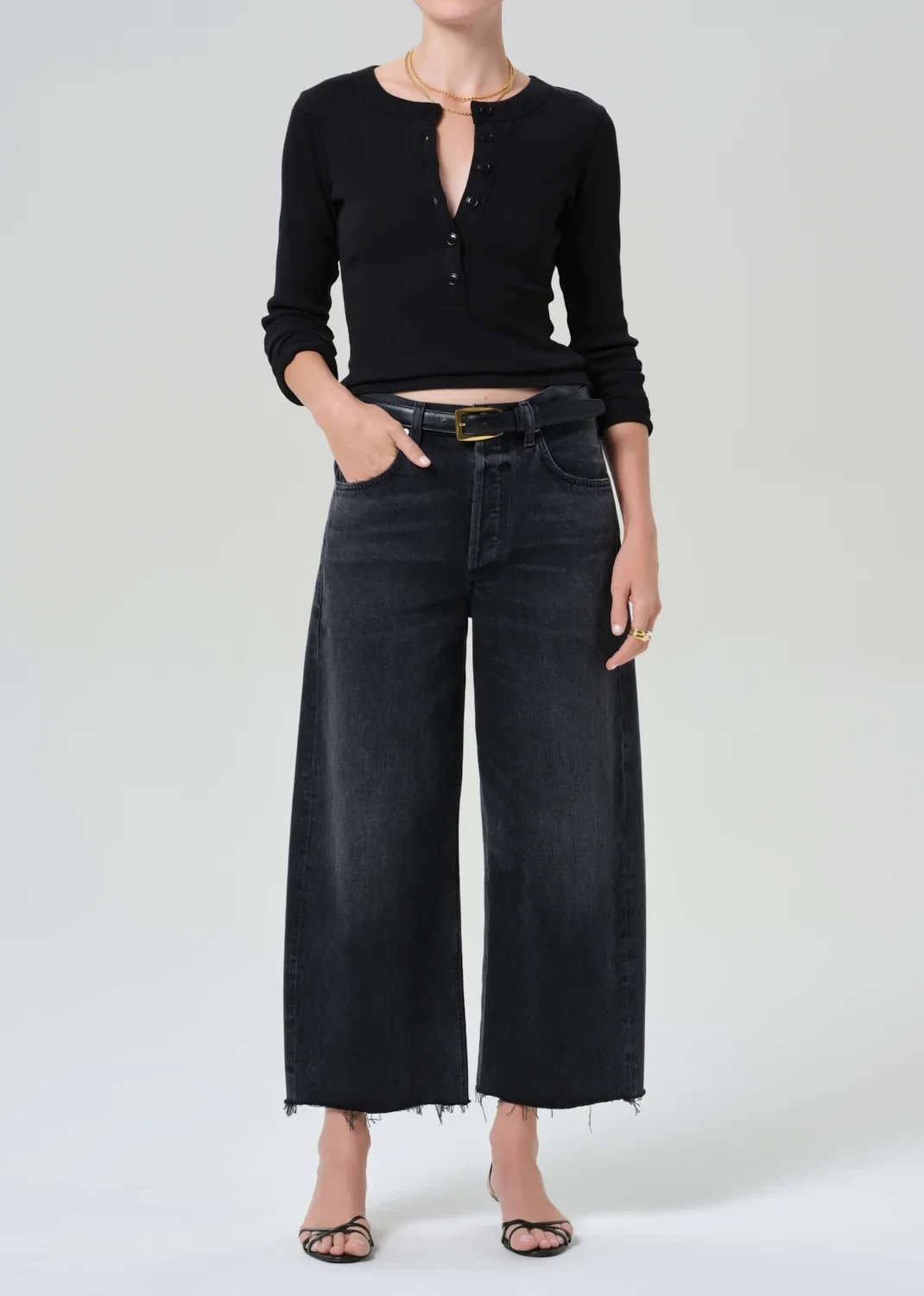 Ayla Raw Hem Crop in Bronson