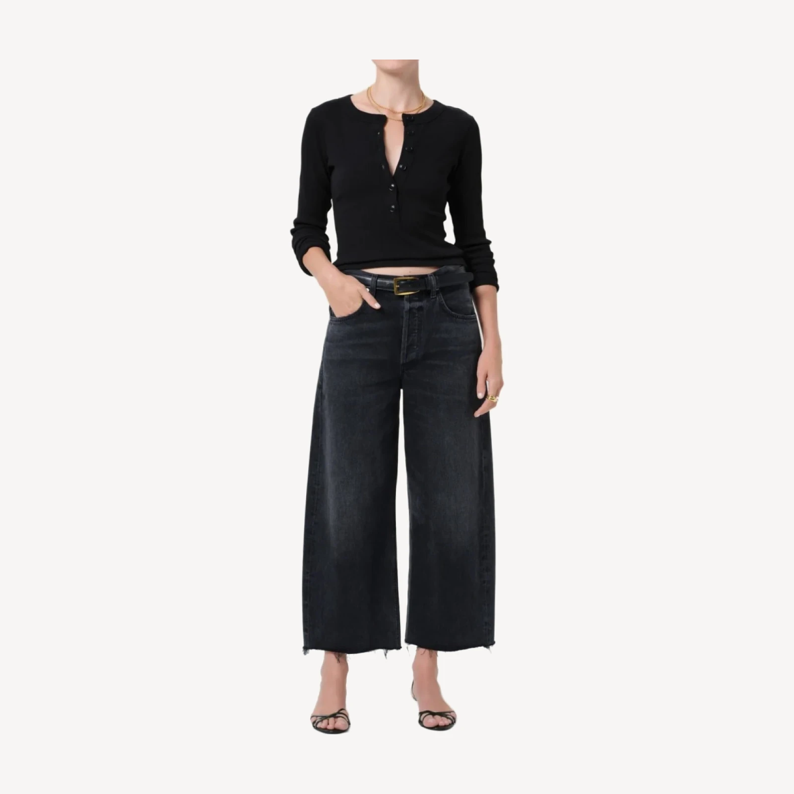 Ayla Raw Hem Crop in Bronson