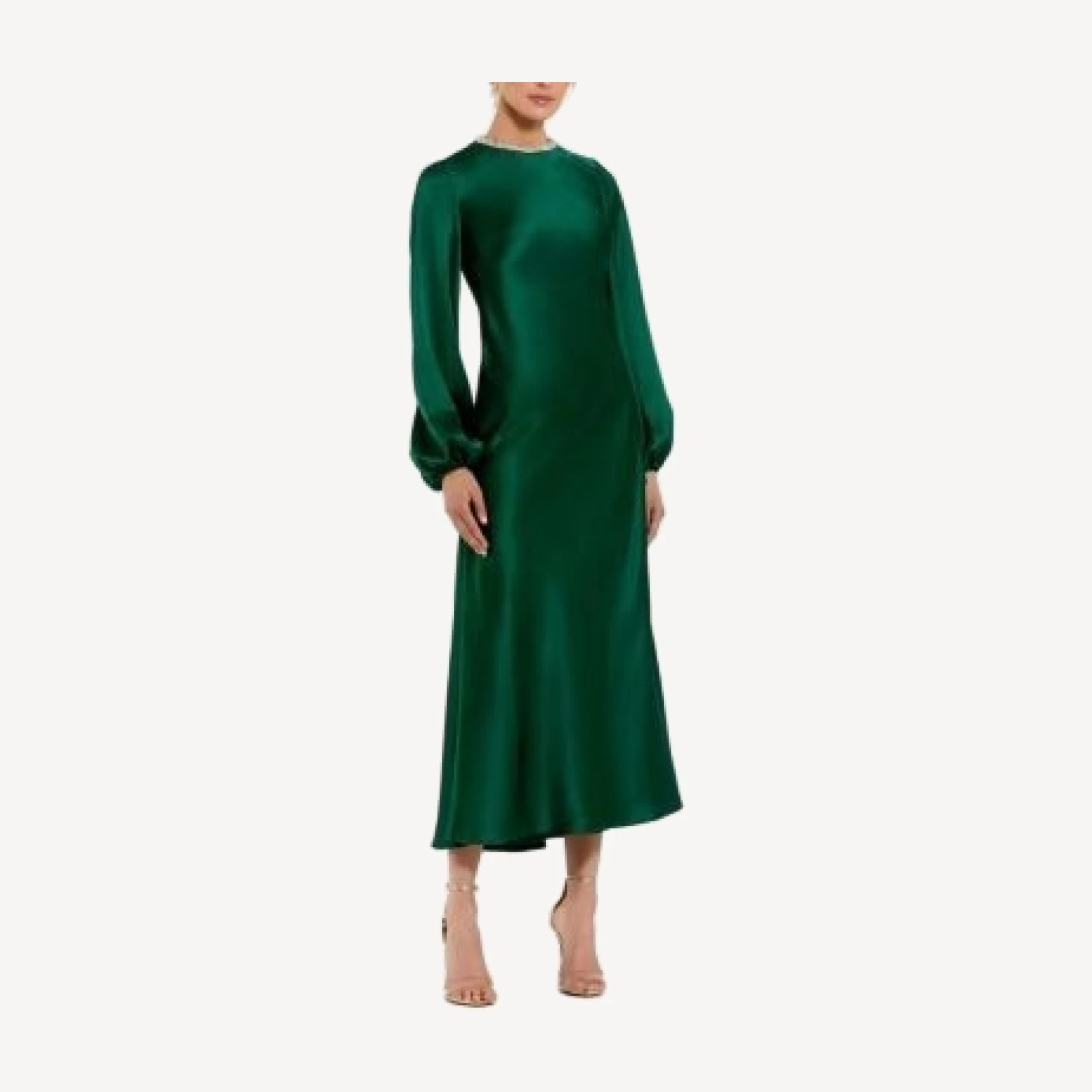 Mac Duggal High Neck Long Sleeve Crystal Detail Dress