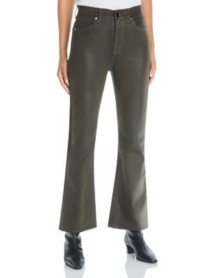Veronica Beard Carson Coated High Rise Ankle Flare Jeans in Loden