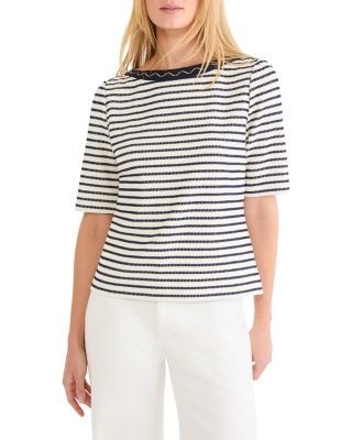 Nic+Zoe Embroidered Boat Neck Top