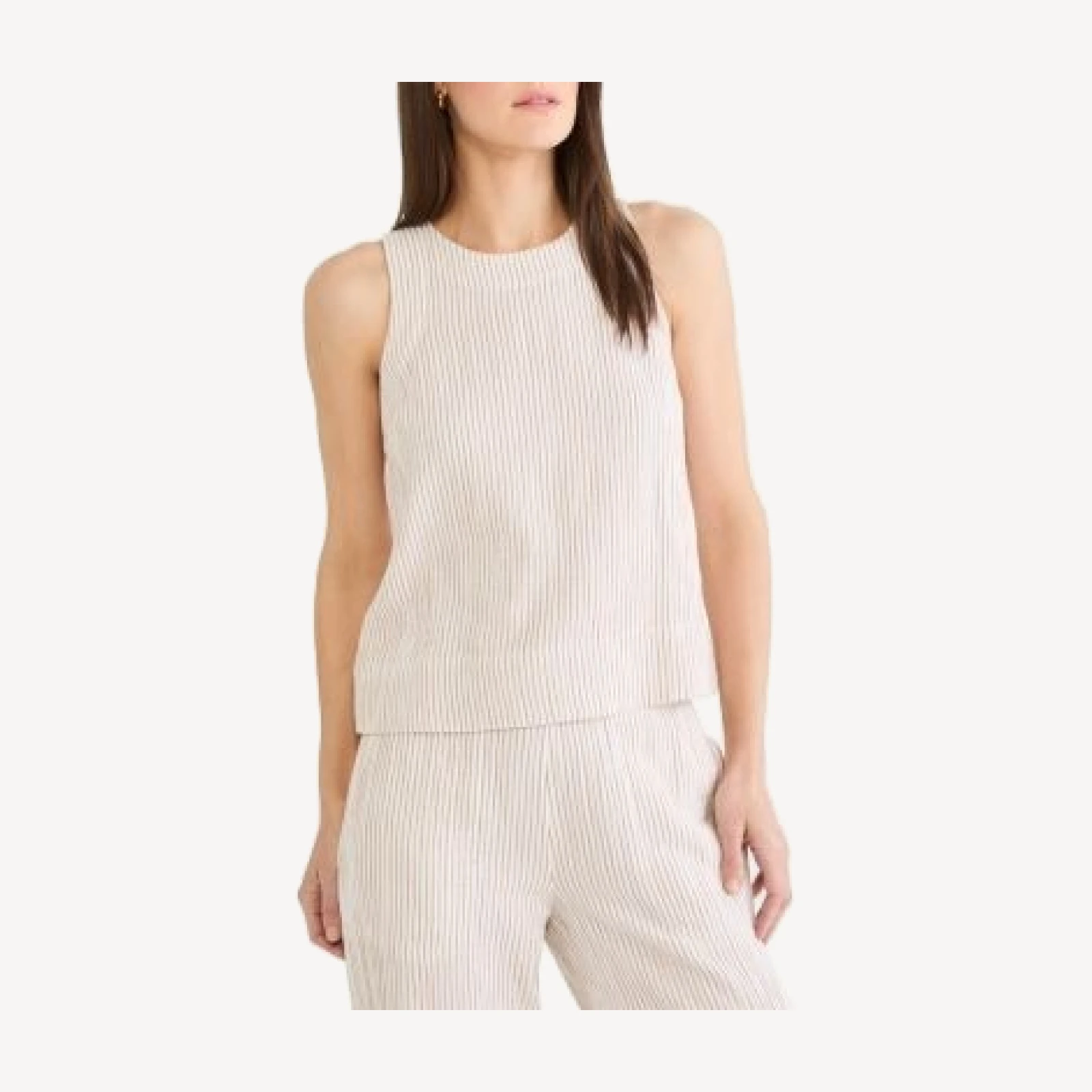 Nic+Zoe Pinstripe Gauze Pop On Tank Top