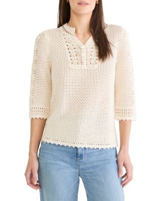Nic+Zoe Crochet Mesh Sweater