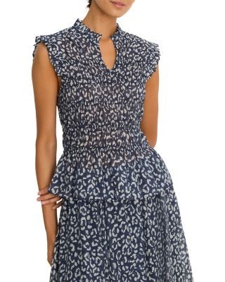 Nic+Zoe Smocked Leopard Sketch Top