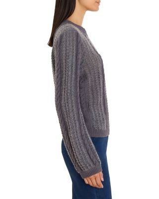 Nic+Zoe Mixed Knit Puff Sleeve Sweater
