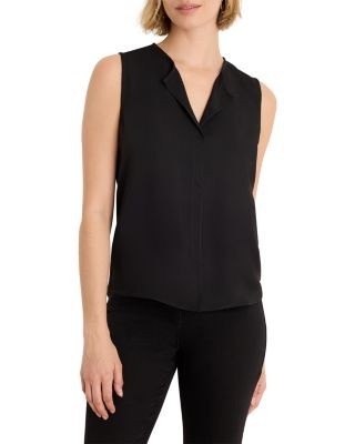 Nic+Zoe Mixed Media Split Neck Sleeveless Top