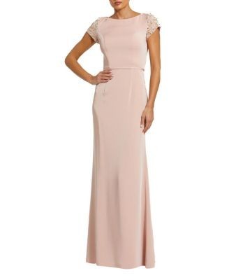 Mac Duggal Embellished Sleeve Long Dress