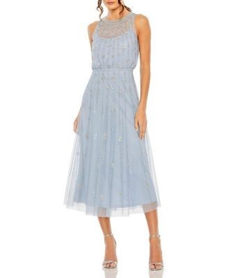 Mac Duggal High Neck Sleeveless Embellished A-Line Dress