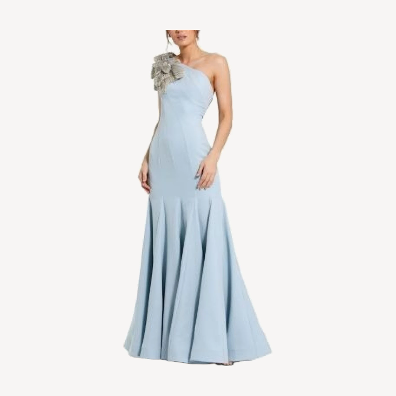 Mac Duggal One Shoulder Flower Detailed Gown