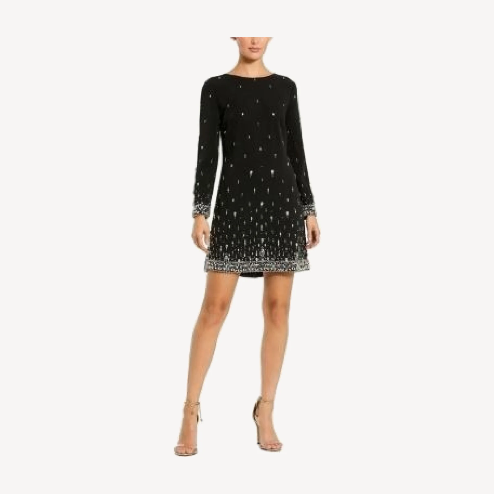 Mac Duggal Embellished Crepe Long Sleeve Mini Dress