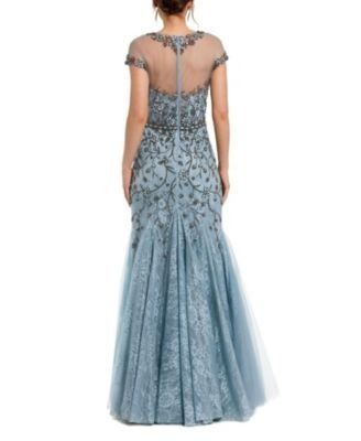 Mac Duggal Sheer Top Embellished Mermaid Gown