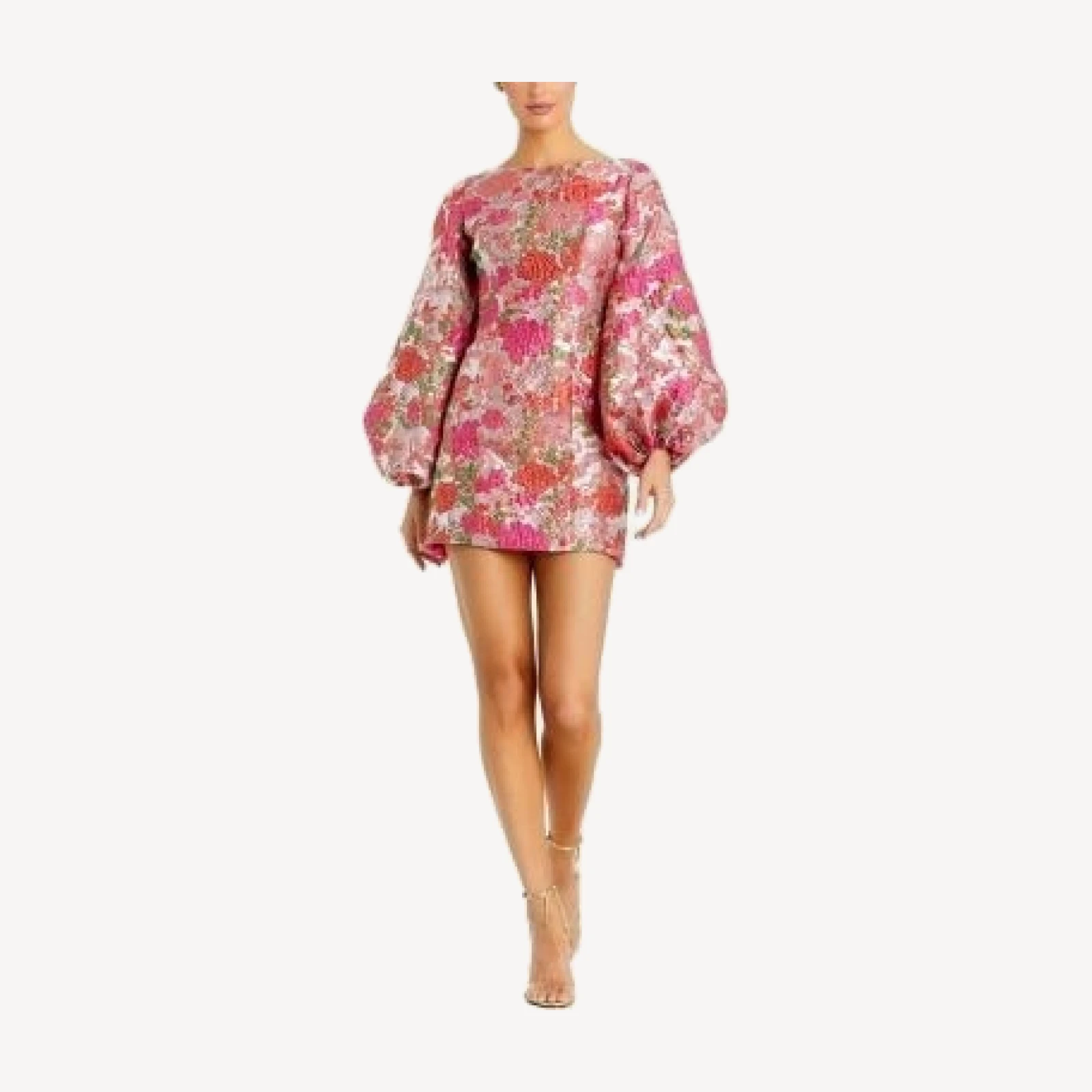 Mac Duggal Brocade Balloon Sleeve Fitted Mini Dress