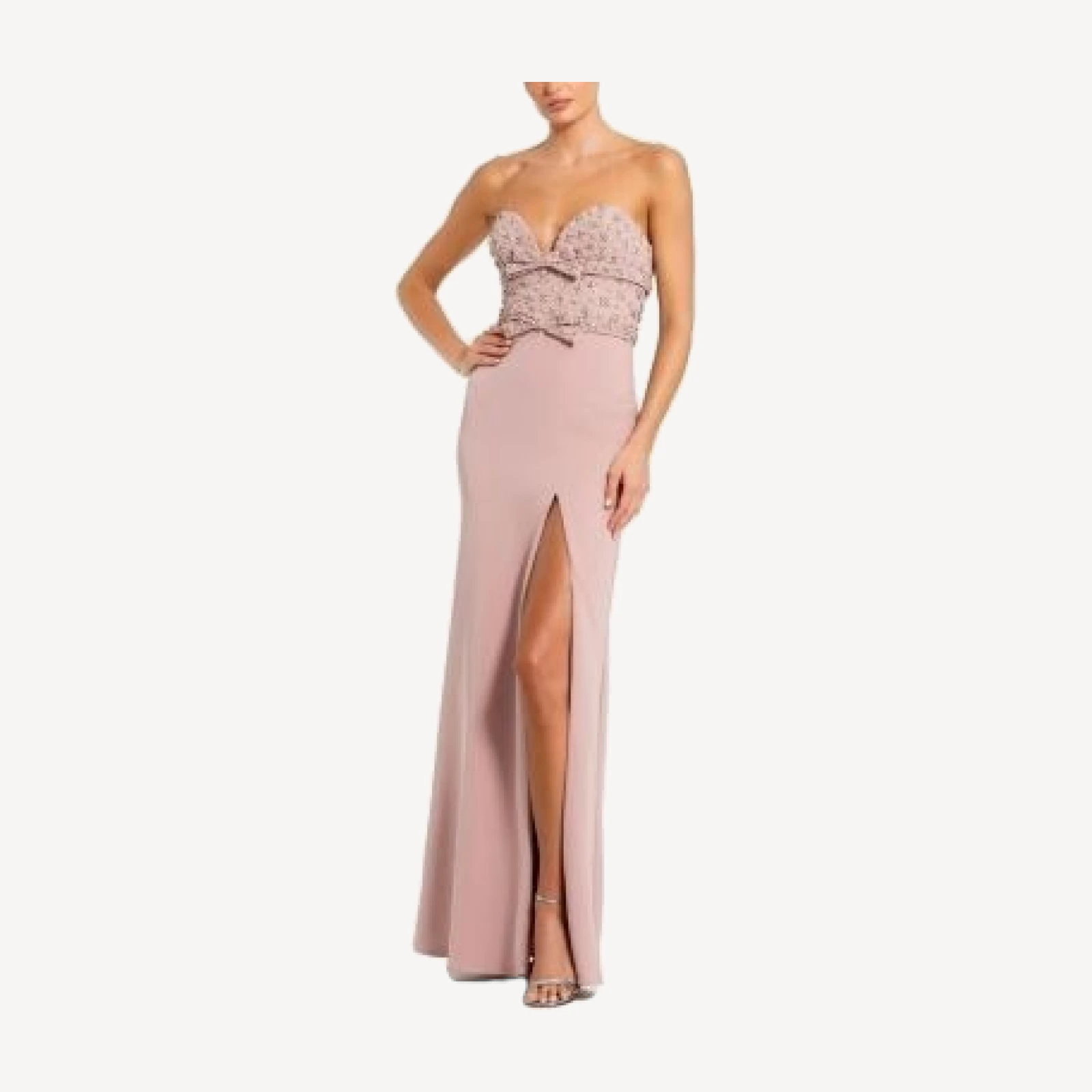 Mac Duggal Strapless Crepe Fitted Gown with Rhinestones