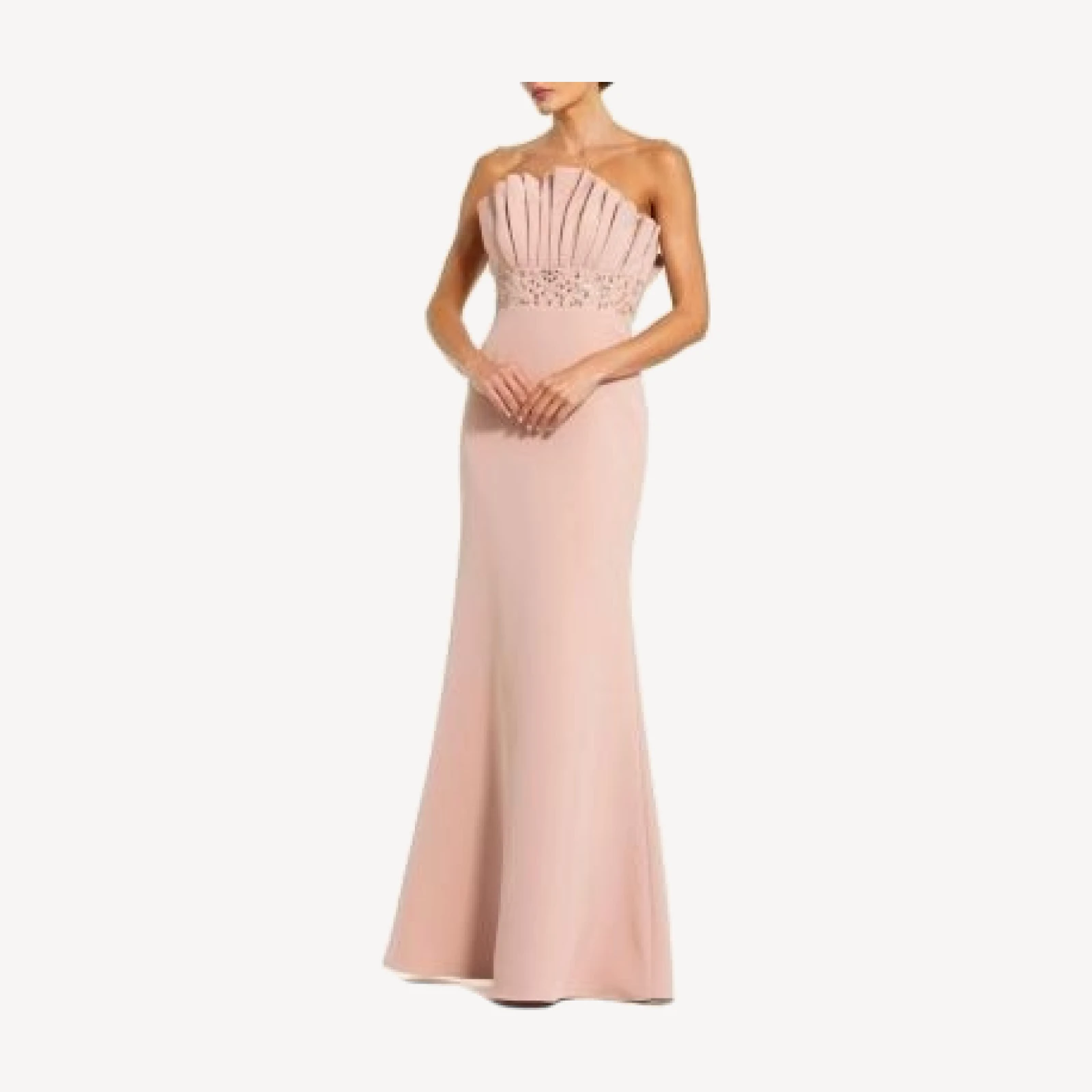 Mac Duggal Crepe Strapless Gown With Rhinestone Beading