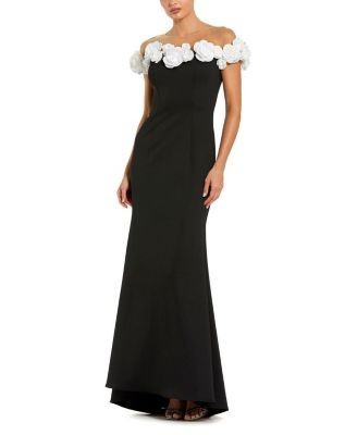 Mac Duggal Stretch Crepe Mermaid Gown with 3D Flowers
