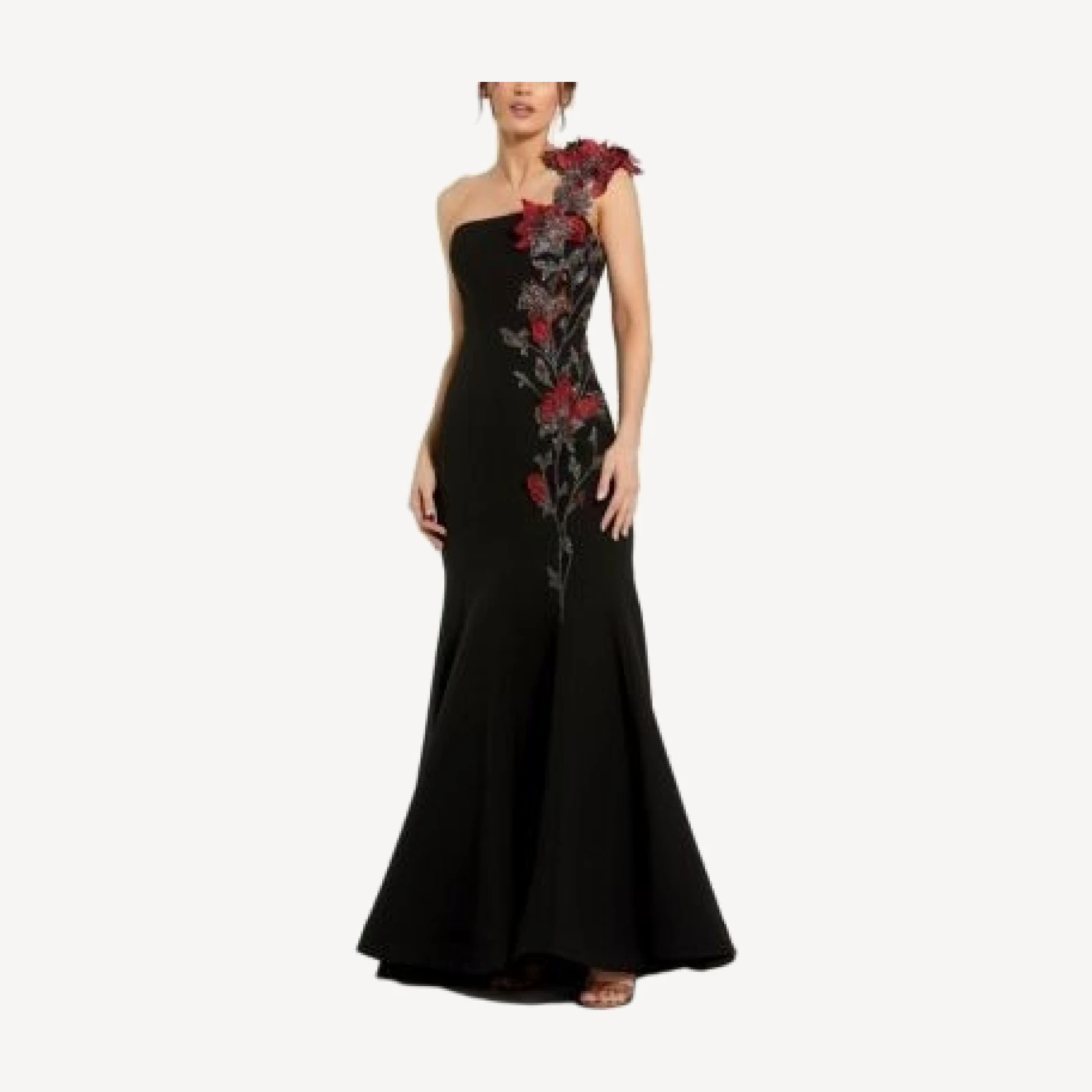 Mac Duggal One Shoulder 3D Floral Embroidery Mermaid Gown