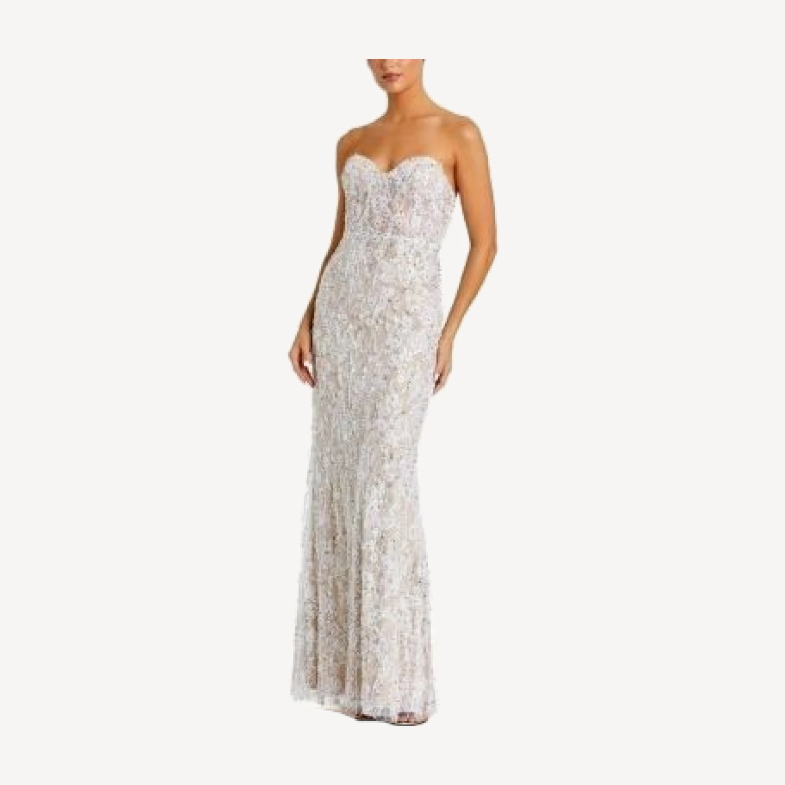 Mac Duggal Embellished Applique Strapless Bustier Gown