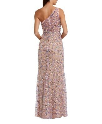 Mac Duggal Floral Embellished One Shoulder Gown