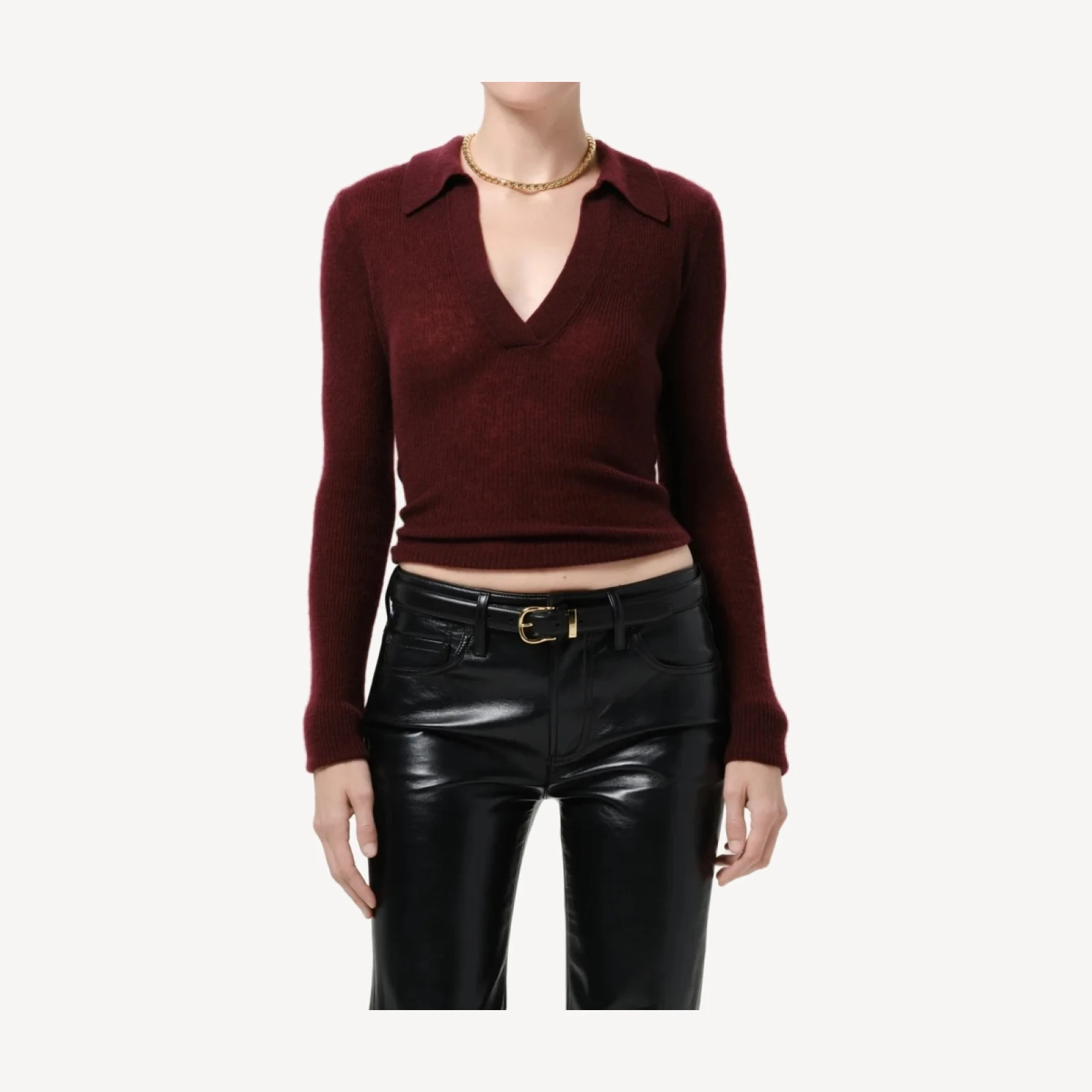 Simone Polo Sweater in Burgundy