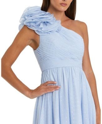 Mac Duggal Polka Dot Ruffled One Shoulder Gown